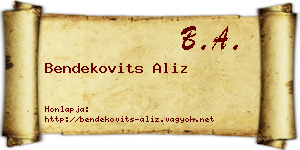 Bendekovits Aliz névjegykártya